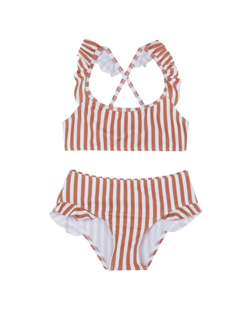 Sweet Stripe Scoop Neck Ruffle Swim Set