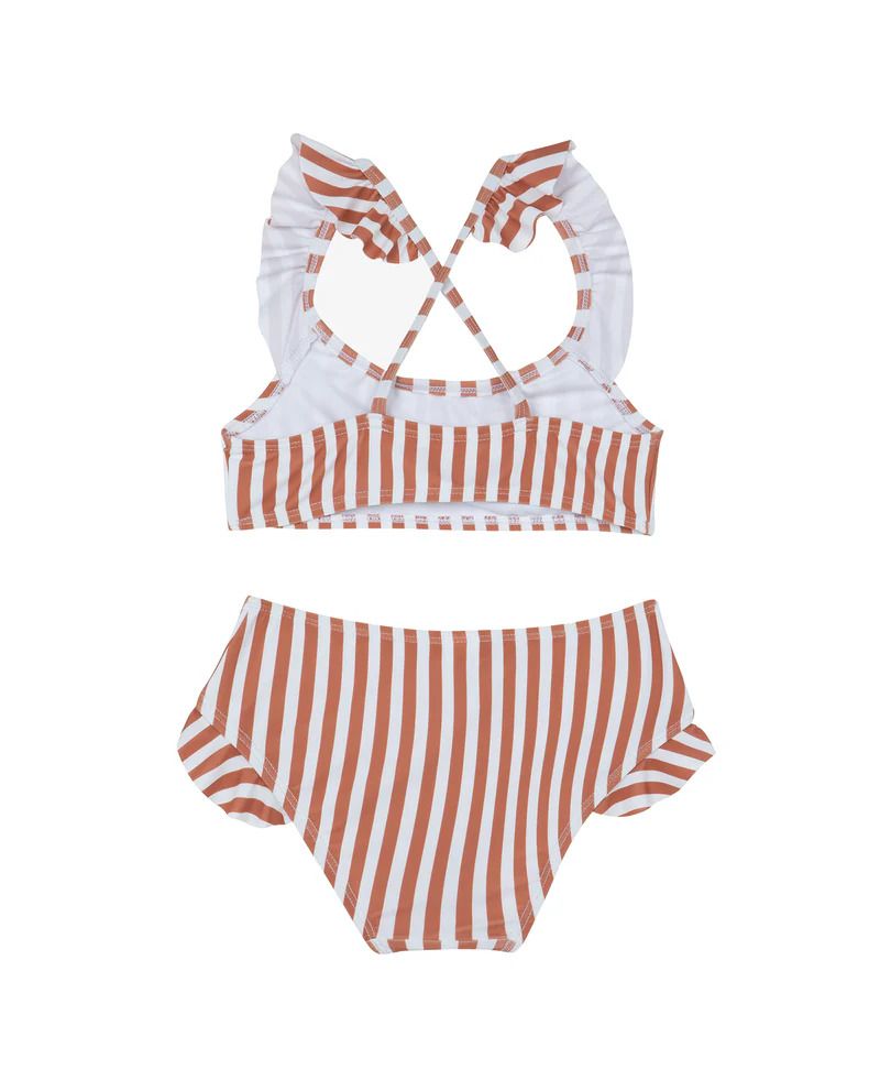 Sweet Stripe Scoop Neck Ruffle Swim Set